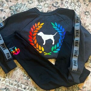 PINK colorful crewneck & leggings set